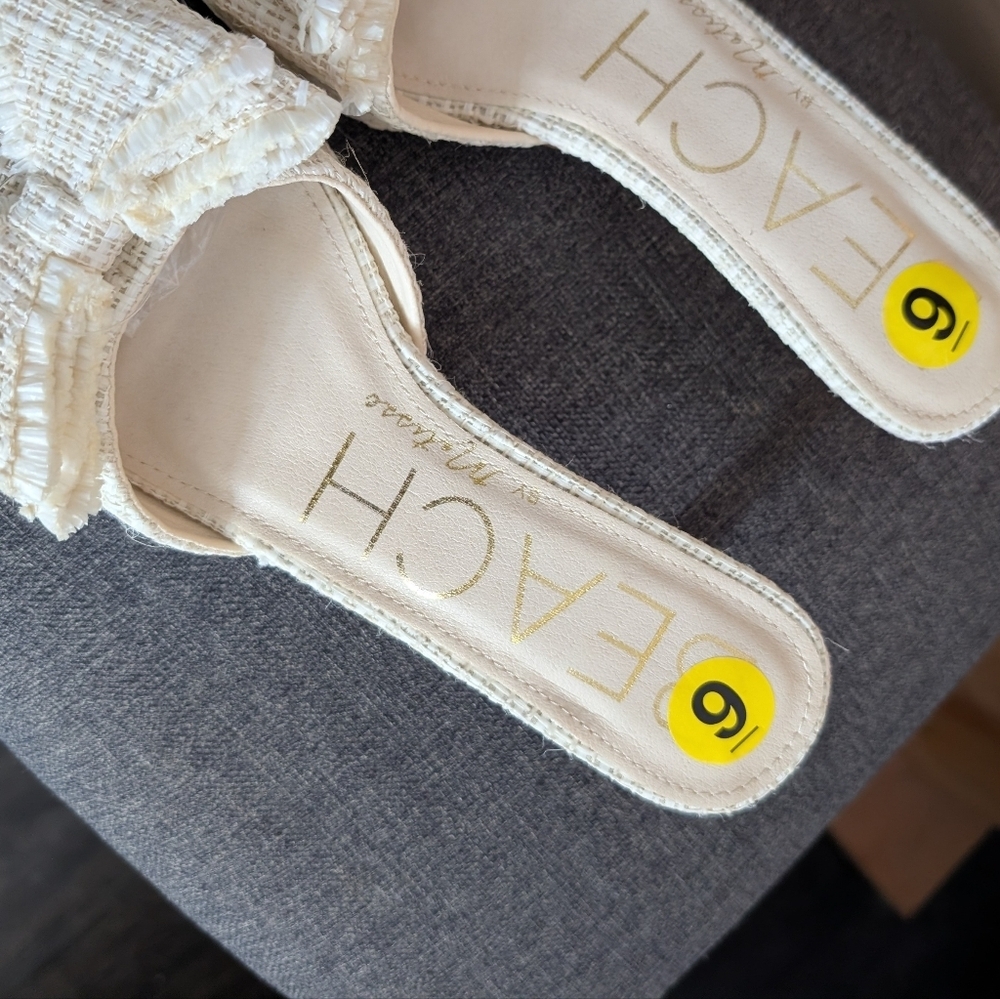 Beach Fabric Slides, Size 9, Kitten Heel..NWT - Picture 2 of 4